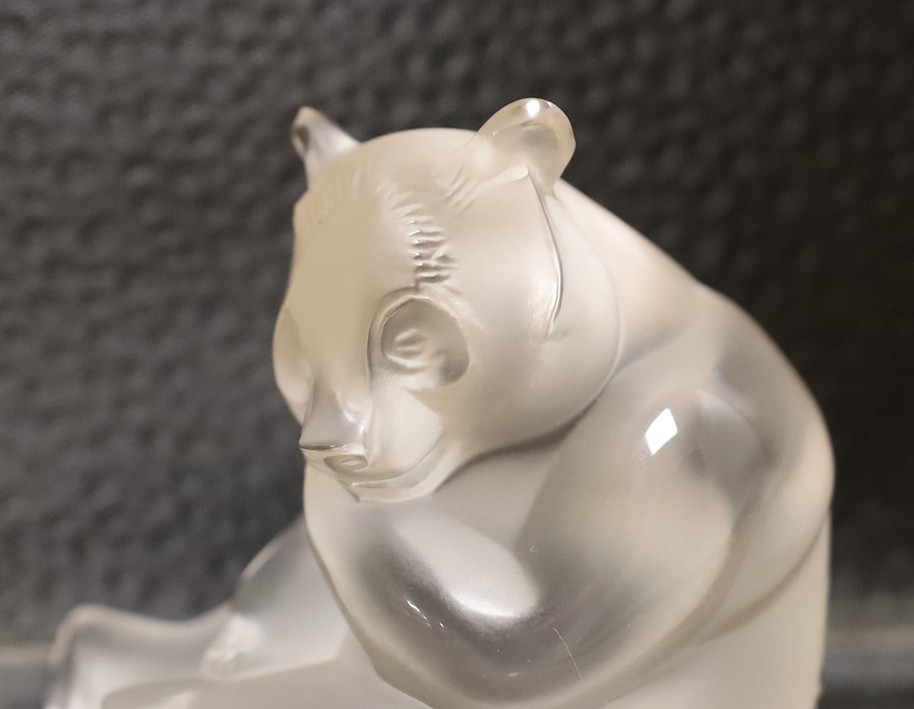 A Lalique panda, base etched ‘Lalique R France’ 6.5cm